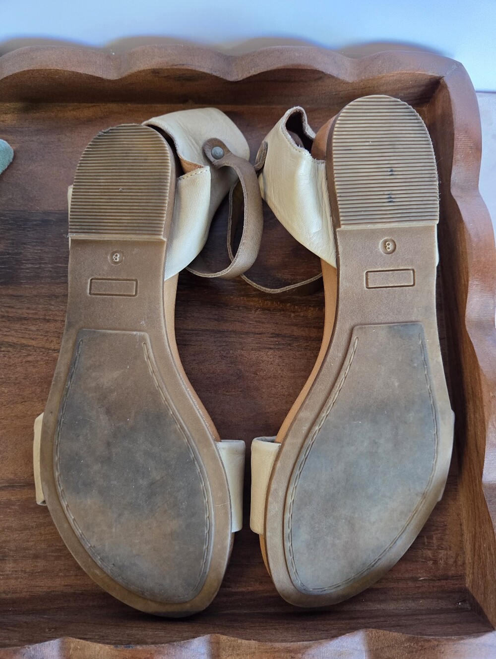 Miz Mooz Cream Leather Ankle-Strap Sandals- Size 8 - Picture 4 of 4